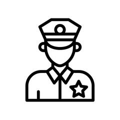 administrative related police man character with uniform and cap vector in lineal style,