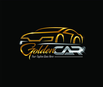 gold and silver car logo symbol vector illustration