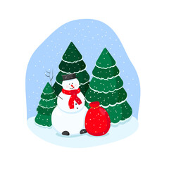 Fototapeta na wymiar Snowman vector illustration on white background