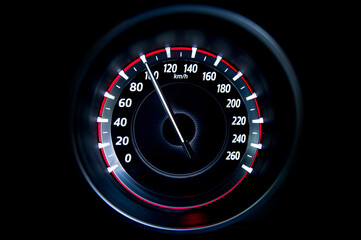 100 Kilometers per hour,light with car mileage with black background,number of speed,Odometer of...