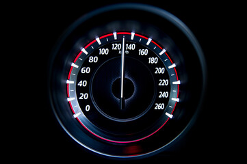 130 Kilometers per hour,light with car mileage with black background,number of speed,Odometer of...