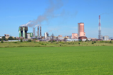 Fototapeta na wymiar View at Chemical plant Acron. Dorogobuzh town, Smolensk Oblast, Russia.