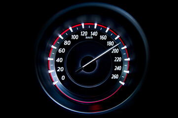 190 Kilometers per hour,light with car mileage with black background,number of speed,Odometer of car.