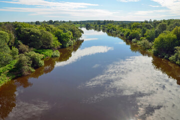 Russian landscape. Dnieper river in the vicinity of Gusino. Smolensk city, Smolensk Oblast, Russia.