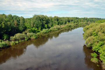 Russian landscape. Dnieper river in the vicinity of Gusino. Smolensk city, Smolensk Oblast, Russia.