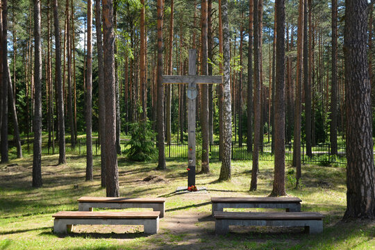 Memorial site in Katyn memorial. Katyn, Smolensk Oblast, Russia.