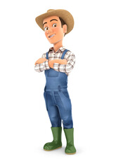 3d farmer standing with arms crossed