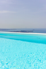 Luxurious swimming pool in Santorini Greece
