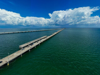 Fototapeta na wymiar Aerial photo Tampa Bay Florida fishing bridges