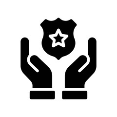 administrative related police badge on hand or care hands vector in solid design,