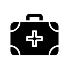 administrative related medical, or first aid kit with plus sign vector in solid design,