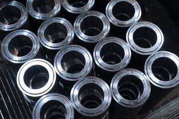 Factory for the manufacture of metal parts, pipes, spares close up