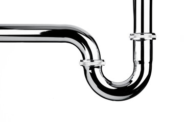 Stainless steel sink pipe on isolated on white background photo object design