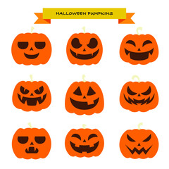 Halloween Orange Pumpkin Flat Vector