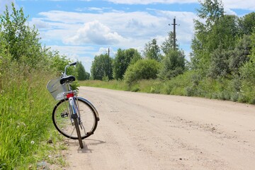 Naklejka premium A road in a summer cottage village in the Moscow region, Russia.