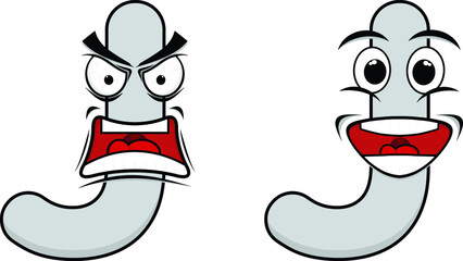 Letter J with Angry and Happy character set flat