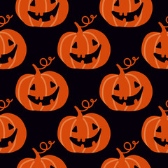 Halloween seamless pattern with pumpkin. Endless texture for wallpaper, web page background, wrapping paper. Vector illustration.