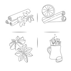 Fragrant cinnamon drawn with lines perfect for creating a cozy atmosphere at your work