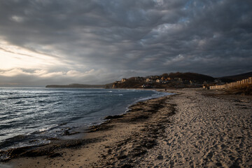 sunset over the beach