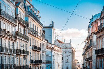 Old Town Lisbon. Street view of typical houses in Lisbon, Portugal, Europe