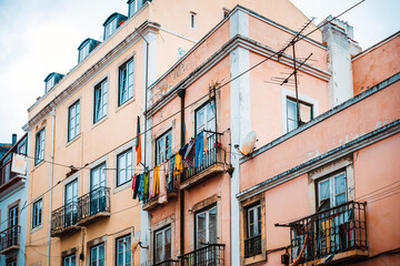 Street view of downtown in Lisbon, Portugal, Europe