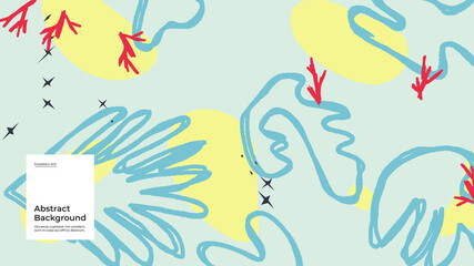 Abstract background illustration. Colorful lines, spots, dots and paint strokes. Decorative wallpaper, backdrop. Hand drawn texture, decor elements and shapes. Eps10 vector.