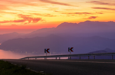 Scenic road during sunset