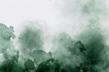 Green deep watercolor abstract backround texture. Watercolor green background.