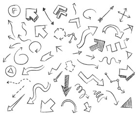 Arrows set doodle collection sketch hand drawn style