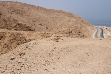 Qalhat, Beach in Oman and Mountains of Hajar 