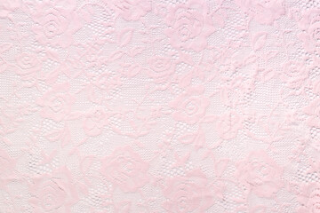Transparent pink lace fabric rose leaves patterns - 376919107