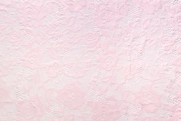 Transparent pink lace fabric rose leaves patterns © olga pink
