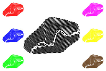 Pyongyang City (North Korea, Democratic People's Republic of Korea, DPRK or DPR Korea, Pyongan Province) map vector illustration, scribble sketch City of Pyongyang map