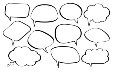 Set of comic speech balloons on white background. Vector Illustration.