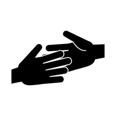 together, hands team unity pictogram, silhouette style