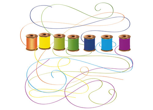 N&auml;hgarn Set aus bunten leuchtenden Farben