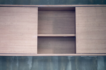 Wood shelf interior on wall in living room