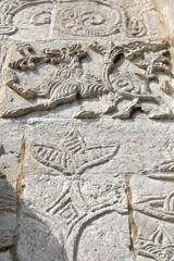 Fragment of decoration of St. George's Cathedral (Georgievsky cathedral, 1230-1234). Yuryev-Polsky town, Vladimir Oblast, Russia.
