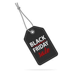 Obraz na płótnie Canvas Black Friday sale tag, black paper label, 3d vector illustration 