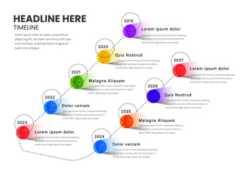 Obraz premium Business infographic timeline layout with circular elements, modern graphic design template