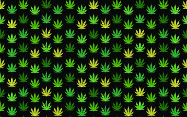 Marijuana cannabis seamless pattern in vector engraving