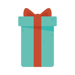 green gift box ribbon celebration isolated icon style