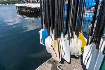Rowing on Boat with Puddles on
