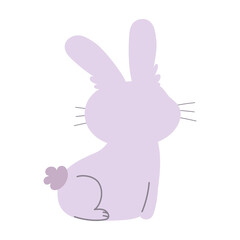 back view rabbit animal cartoon isolated icon style