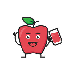 vector mascot apple drink any pose flat icon illustration