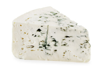 cut of blue cheese isolated on white background. macro. full depth of field