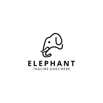 Creative modern elephant line art logo style design template illustration