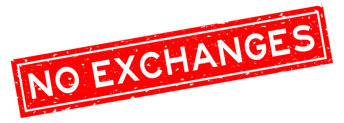 Grunge red no exchanges word square rubber seal stamp on white background