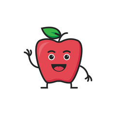vector mascot apple drink any pose flat icon illustration