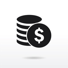 Coins icon vector . Coins with dollar